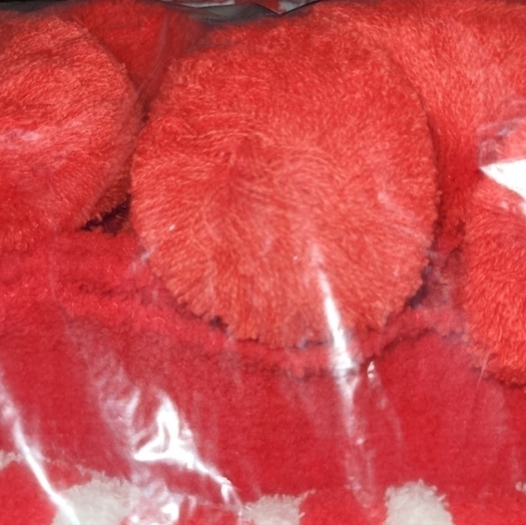 Victoria's Secret Sherpa Throw Blanket 60×50 New Red White Soft New - Picture 4 of 8